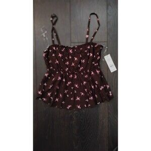 No Boundaries Brown Floral Tank Top Size XS 0-2
